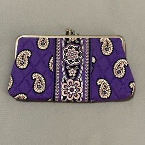 Vera Bradley Clutch Wallet Purple Paisley “Simply Violet” Double Kiss Lock